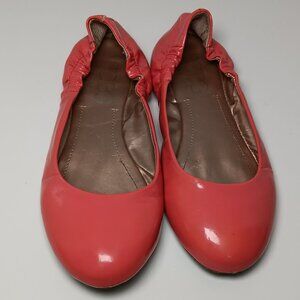 BCBG Paris "Magie" Patent Leather Ballet Flats Size 7.5, Coral, Feminine, Casual